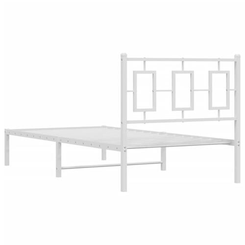 Sengeramme med sengegavl 90x200 cm metal hvid