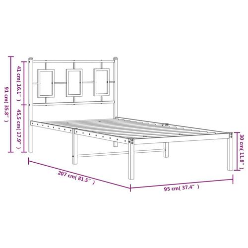 Sengeramme med sengegavl 90x200 cm metal hvid