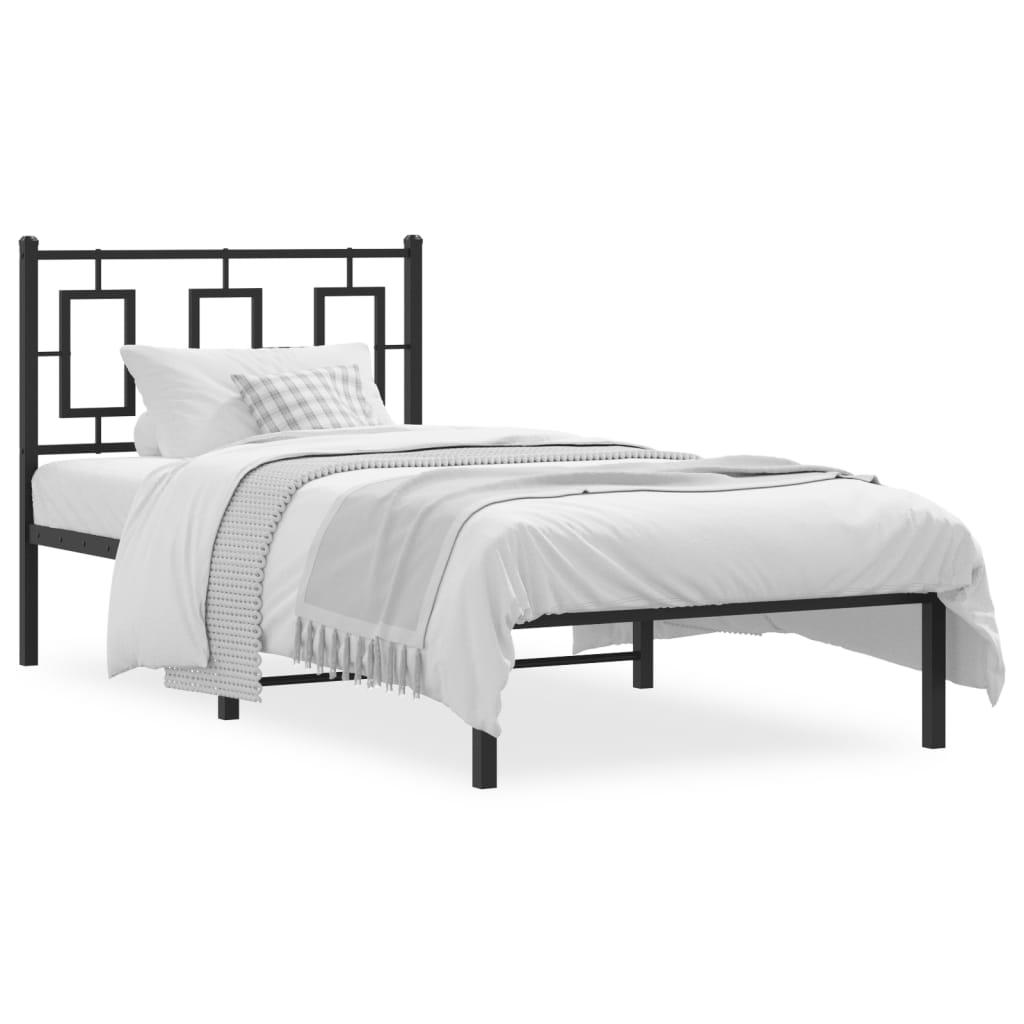 Sengeramme med sengegavl 90x200 cm metal sort