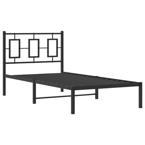 Sengeramme med sengegavl 90x200 cm metal sort