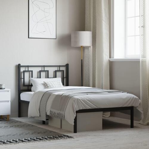 Sengeramme med sengegavl 90x200 cm metal sort