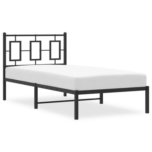 Sengeramme med sengegavl 90x200 cm metal sort