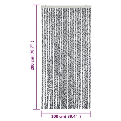 Flueforhæng 100x200 cm chenille grå + sort og hvid