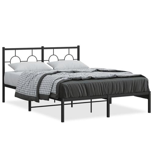 Sengeramme med sengegavl 140x200 cm metal sort