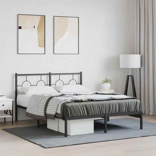 Sengeramme med sengegavl 140x200 cm metal sort