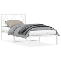 Sengeramme med sengegavl 90x190 cm metal hvid