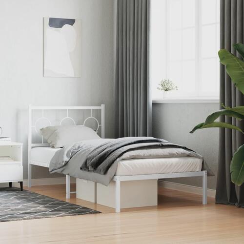 Sengeramme med sengegavl 90x190 cm metal hvid