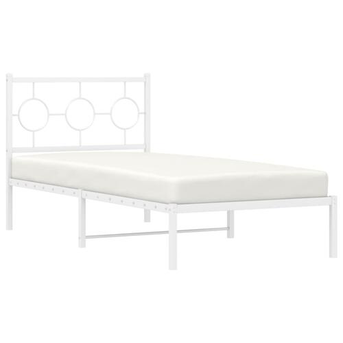 Sengeramme med sengegavl 90x190 cm metal hvid