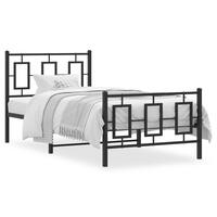 Sengeramme med sengegavl og fodgærde 90x190 cm metal sort