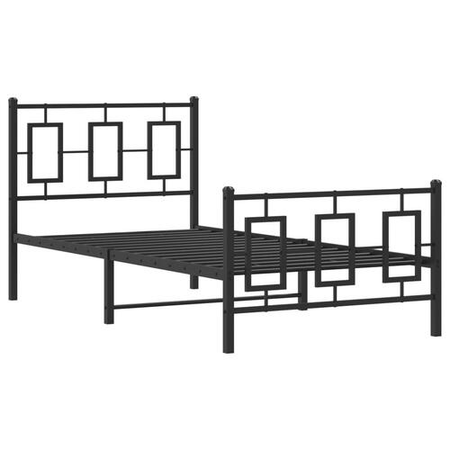 Sengeramme med sengegavl og fodgærde 90x190 cm metal sort