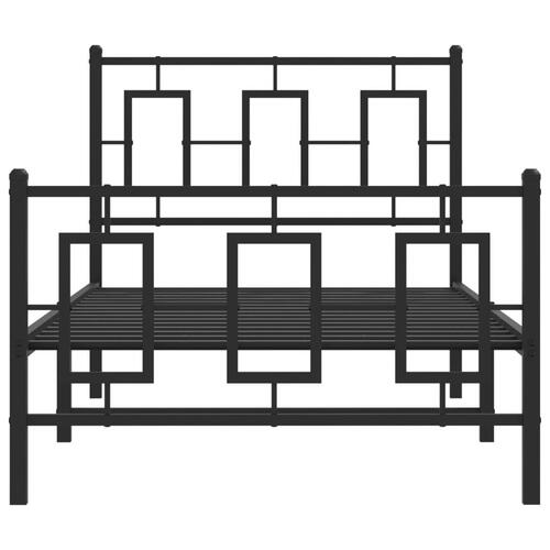 Sengeramme med sengegavl og fodgærde 90x190 cm metal sort