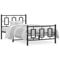 Sengeramme med sengegavl og fodgærde 100x190 cm metal sort