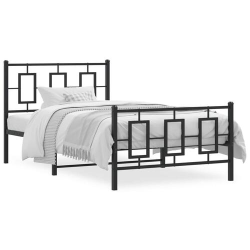 Sengeramme med sengegavl og fodgærde 100x190 cm metal sort
