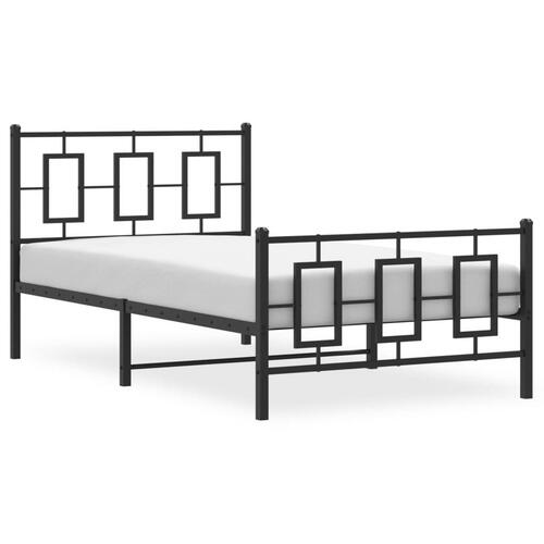 Sengeramme med sengegavl og fodgærde 100x190 cm metal sort