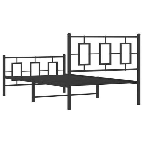 Sengeramme med sengegavl og fodgærde 100x190 cm metal sort
