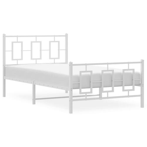 Sengeramme med sengegavl og fodgærde 100x190 cm metal hvid