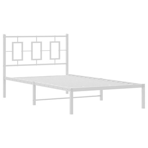 Sengeramme med sengegavl 100x200 cm metal hvid
