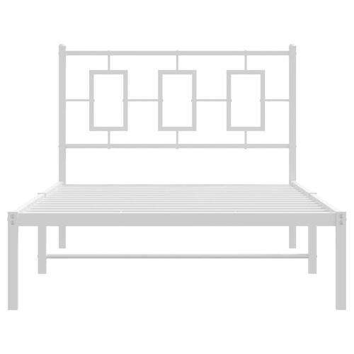 Sengeramme med sengegavl 100x200 cm metal hvid