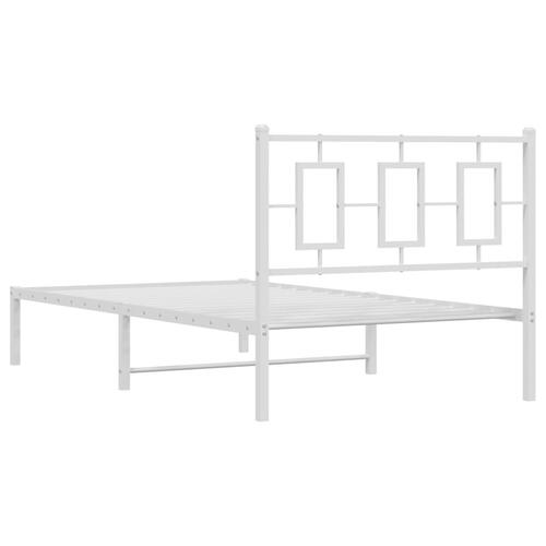 Sengeramme med sengegavl 100x200 cm metal hvid