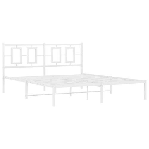 Sengeramme med sengegavl 160x200 cm metal hvid