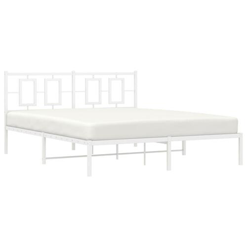 Sengeramme med sengegavl 160x200 cm metal hvid