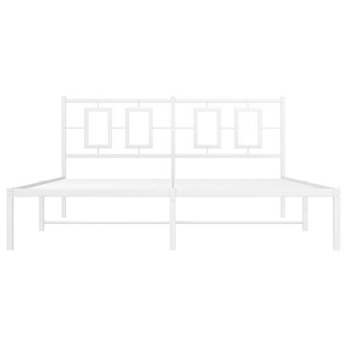 Sengeramme med sengegavl 160x200 cm metal hvid