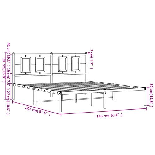 Sengeramme med sengegavl 160x200 cm metal hvid