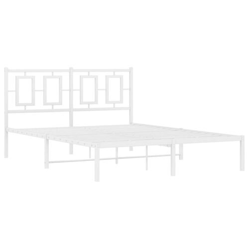 Sengeramme med sengegavl 140x200 cm metal hvid