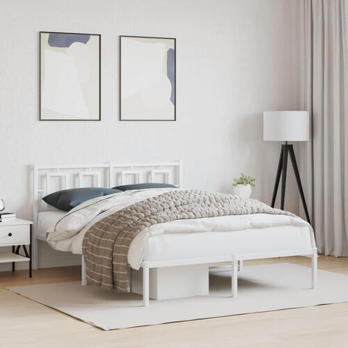 Sengeramme med sengegavl 140x200 cm metal hvid