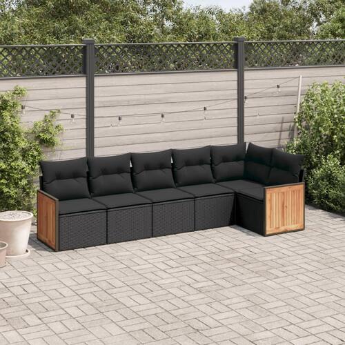 Sofasæt til haven 6 dele med hynder polyrattan sort