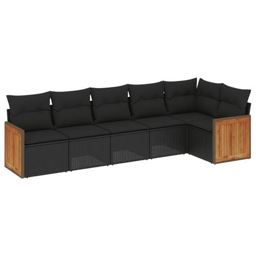 Sofasæt til haven 6 dele med hynder polyrattan sort