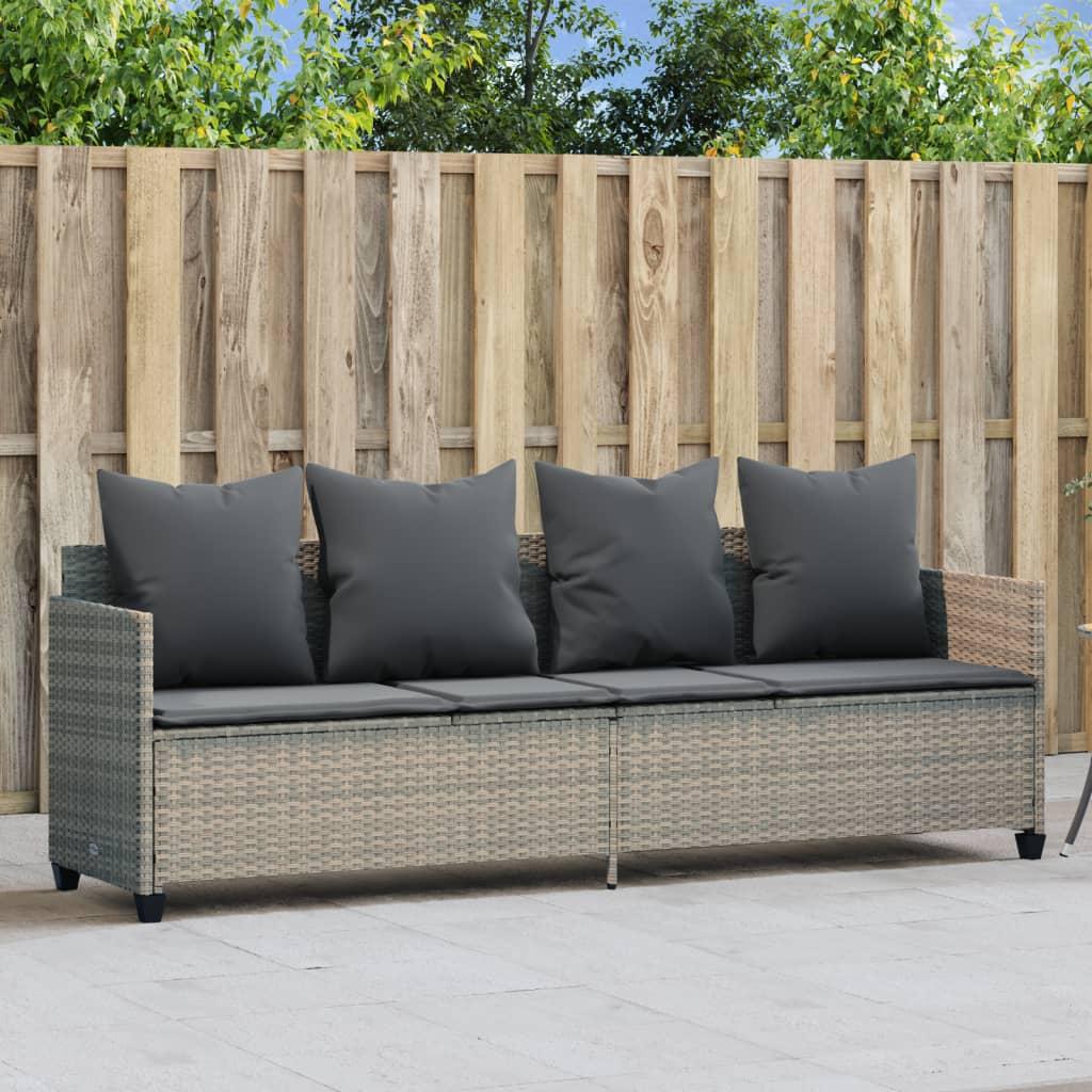 Loungesofa med hynder polyrattan lysegrå