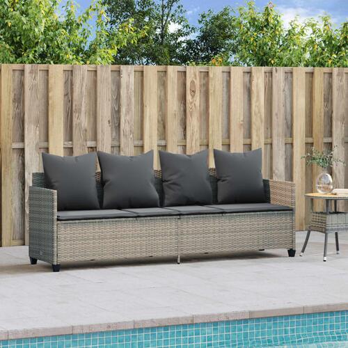 Loungesofa med hynder polyrattan lysegrå