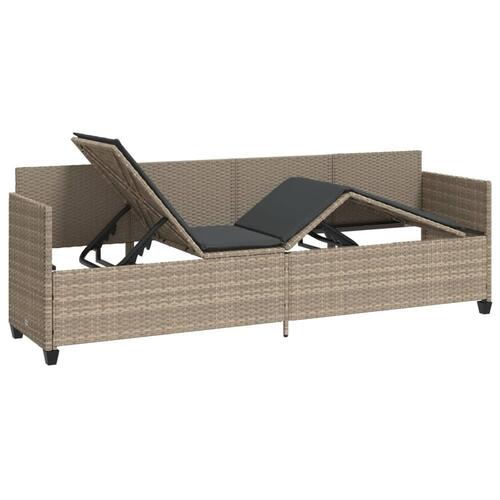 Loungesofa med hynder polyrattan lysegrå