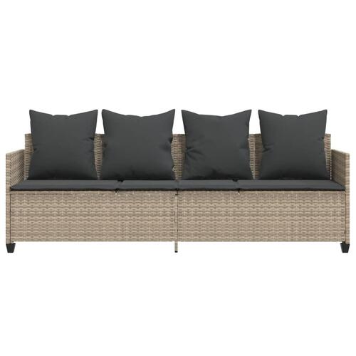 Loungesofa med hynder polyrattan lysegrå