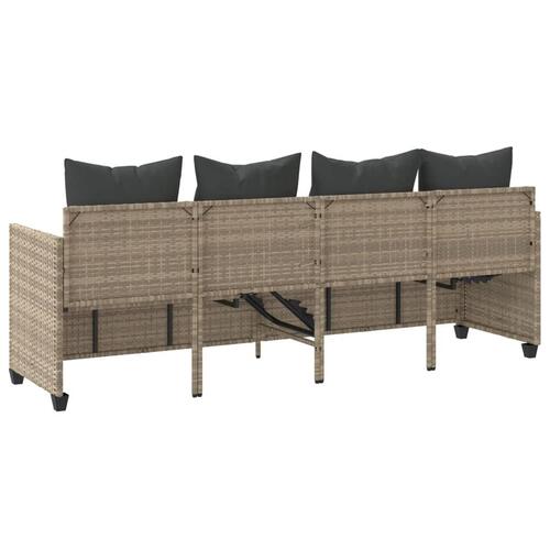 Loungesofa med hynder polyrattan lysegrå