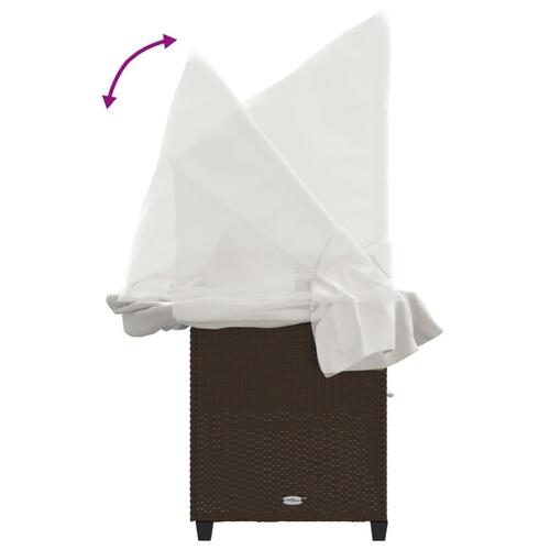 Loungesofa med baldakin og hynder polyrattan brun