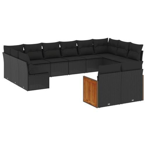 Sofasæt til haven 12 dele med hynder polyrattan sort