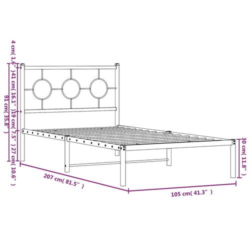 Sengeramme med sengegavl 100x200 cm metal sort