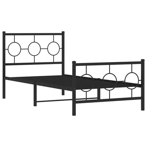 Sengeramme med sengegavl og fodgærde 90x200 cm metal sort