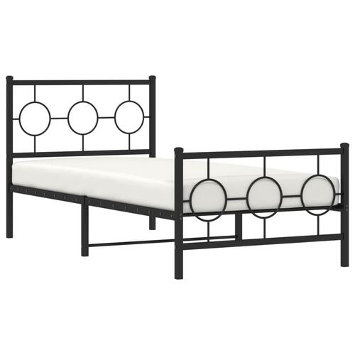 Sengeramme med sengegavl og fodgærde 90x200 cm metal sort