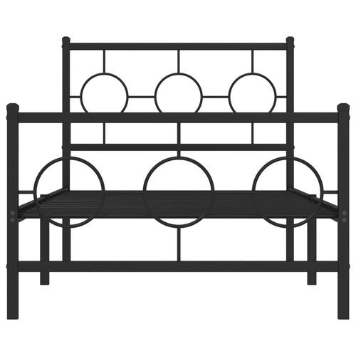 Sengeramme med sengegavl og fodgærde 90x200 cm metal sort