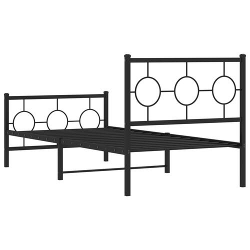Sengeramme med sengegavl og fodgærde 90x200 cm metal sort