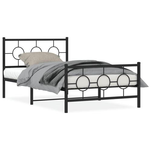 Sengeramme med sengegavl og fodgærde 107x203 cm metal sort