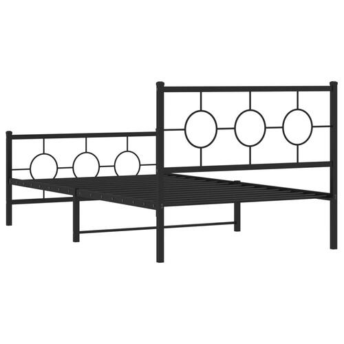 Sengeramme med sengegavl og fodgærde 107x203 cm metal sort