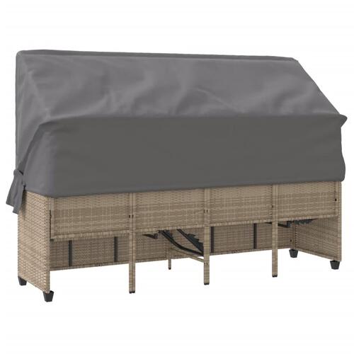 Loungesofa med baldakin og hynder polyrattan beige