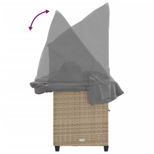 Loungesofa med baldakin og hynder polyrattan beige