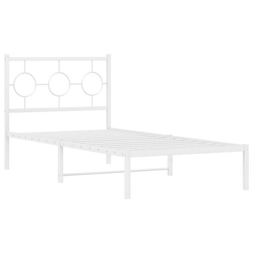 Sengeramme med sengegavl 90x200 cm metal hvid