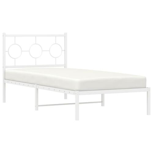 Sengeramme med sengegavl 90x200 cm metal hvid