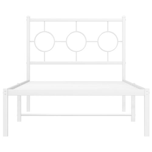 Sengeramme med sengegavl 90x200 cm metal hvid